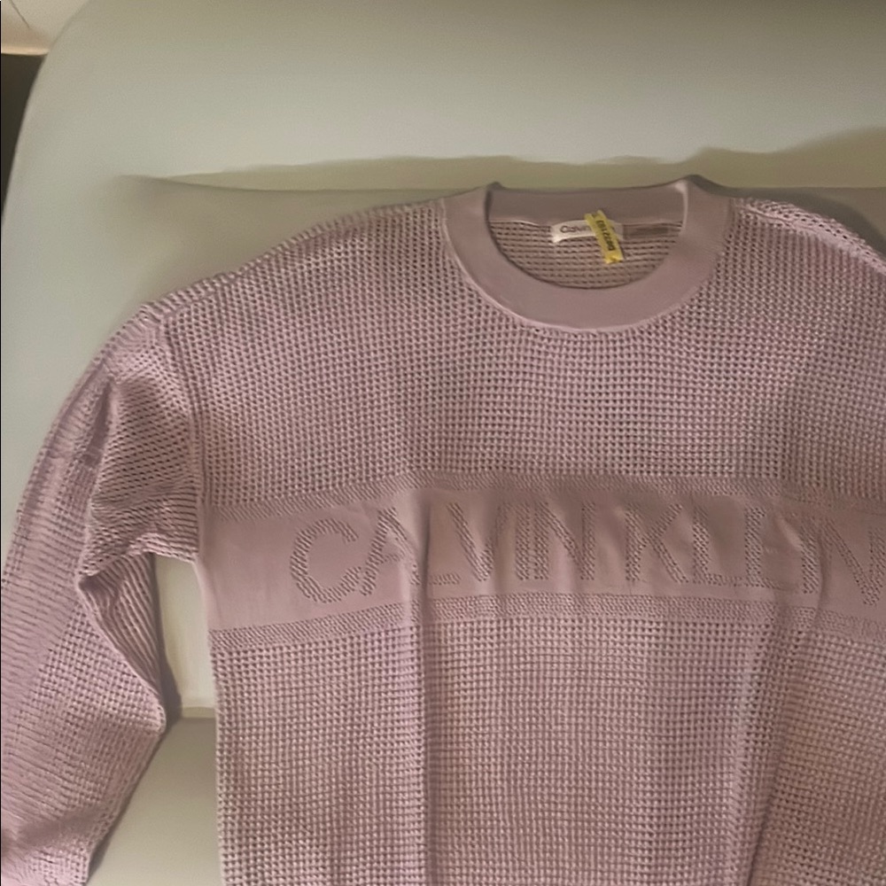Calvin Klein Pink Crew Neck Sweater with Textured Knit